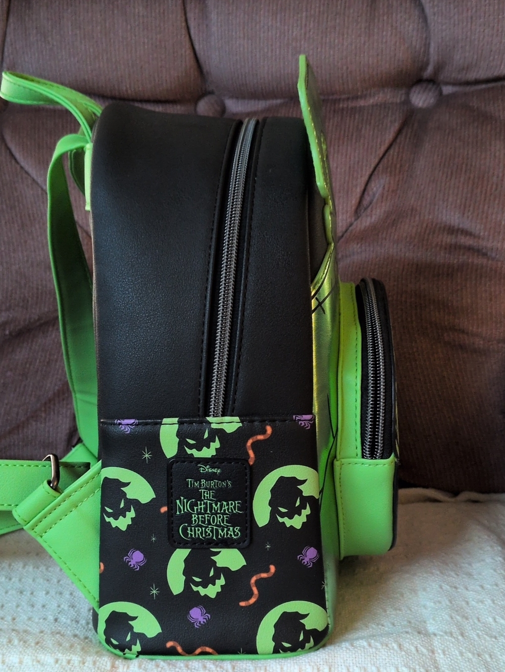 Disney The Nightmare Before Christmas Oogie Boogie Green and Black Mini Backpack - Picture 4 of 5